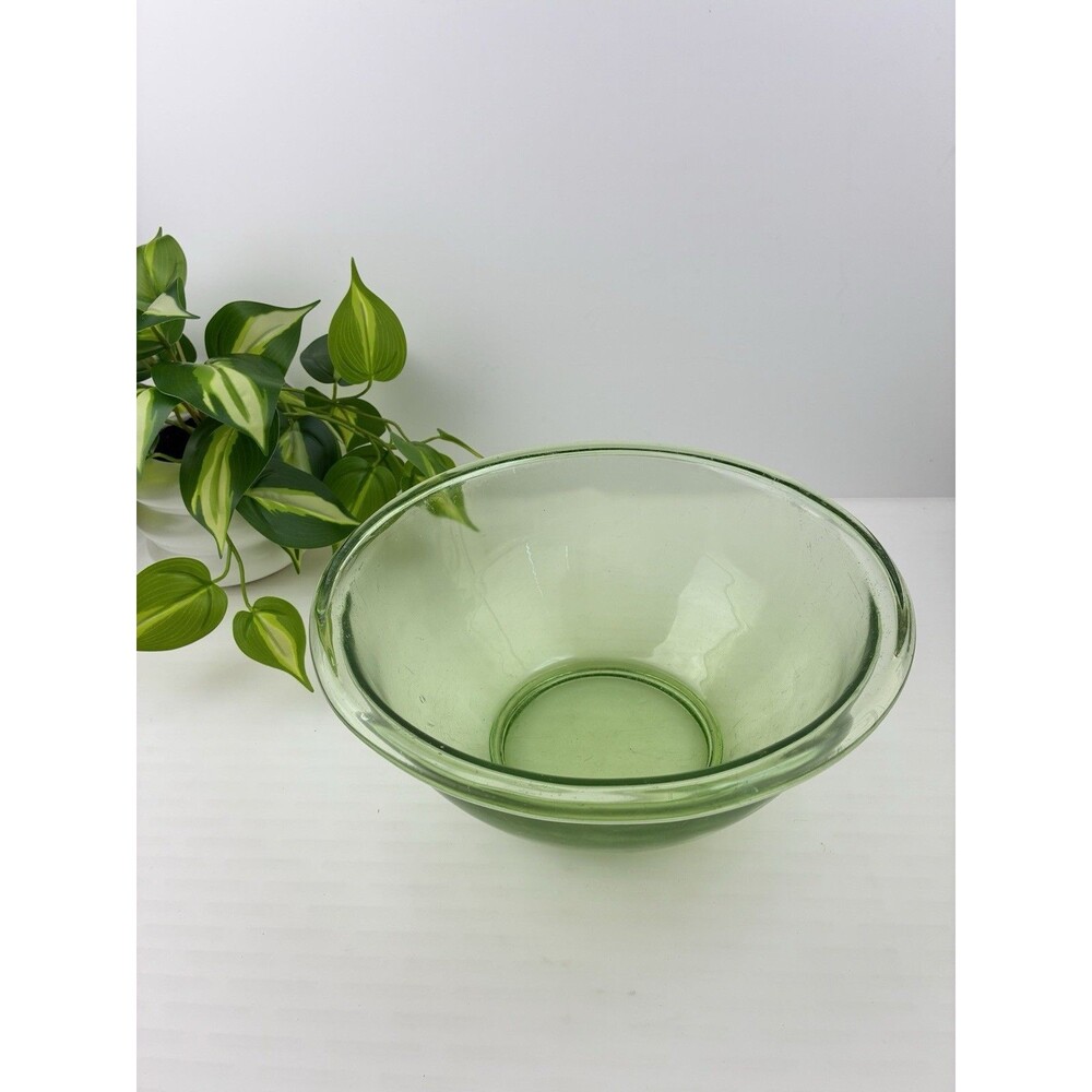 Glass Mixing Bowl Light Green Large Vintage Salad Bowl Depression Glass